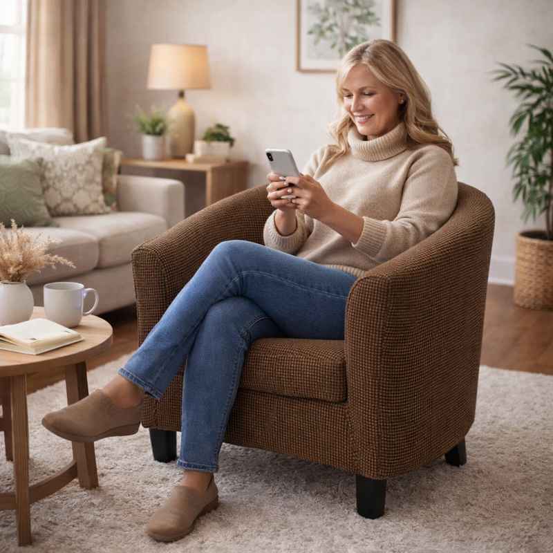 Femme Housse Fauteuil Club Cabriolet​ marron