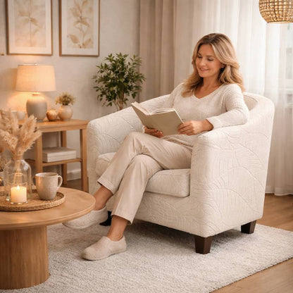 Femme Housse Fauteuil Crapaud Extensible blanche