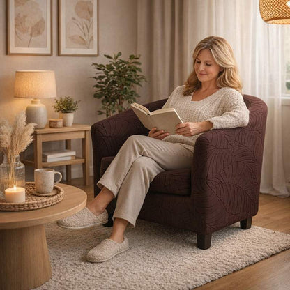 Femme Housse Fauteuil Crapaud Extensible marron