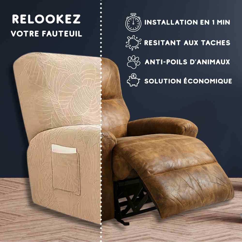 Installation de cette Housse Fauteuil Relax 100% imperméable beige