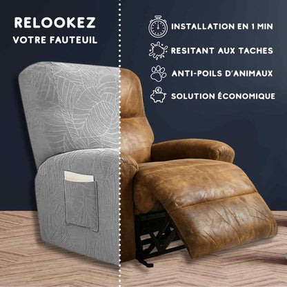 Installation de cette Housse Fauteuil Relax 100% imperméable grise clair