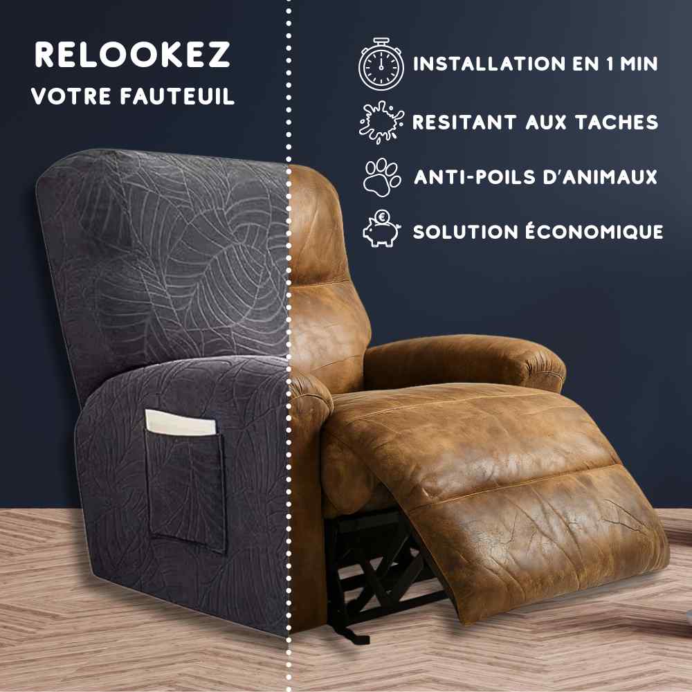 Installation de cette Housse Fauteuil Relax 100% imperméable grise foncé