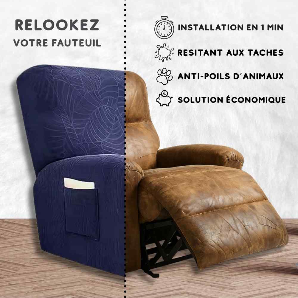 Installation de cette Housse Fauteuil Relax 100% imperméable marine