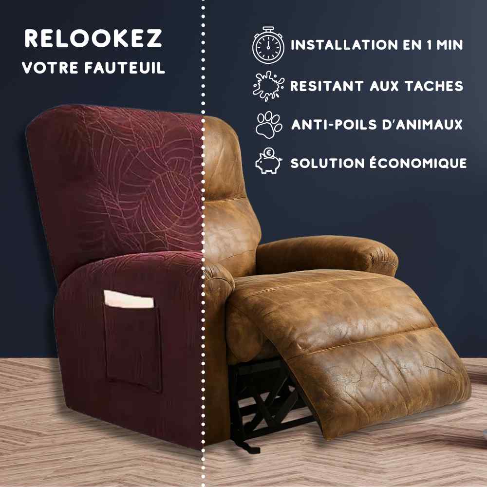 Installation de cette Housse Fauteuil Relax 100% imperméable marron
