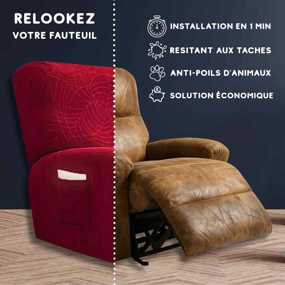 Installation de cette Housse Fauteuil Relax 100% imperméable rouge