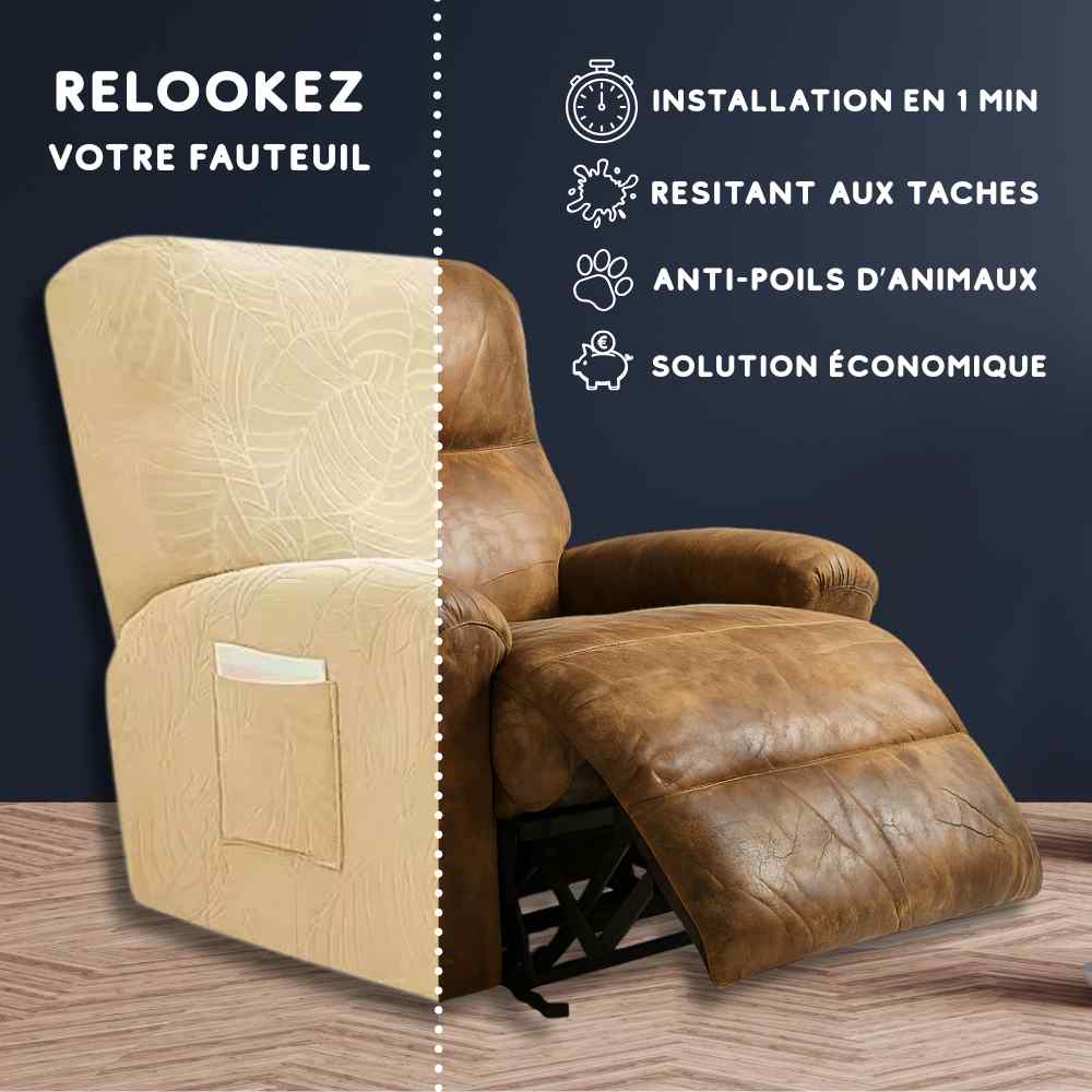Installation de cette Housse Fauteuil Relax 100% imperméable sable