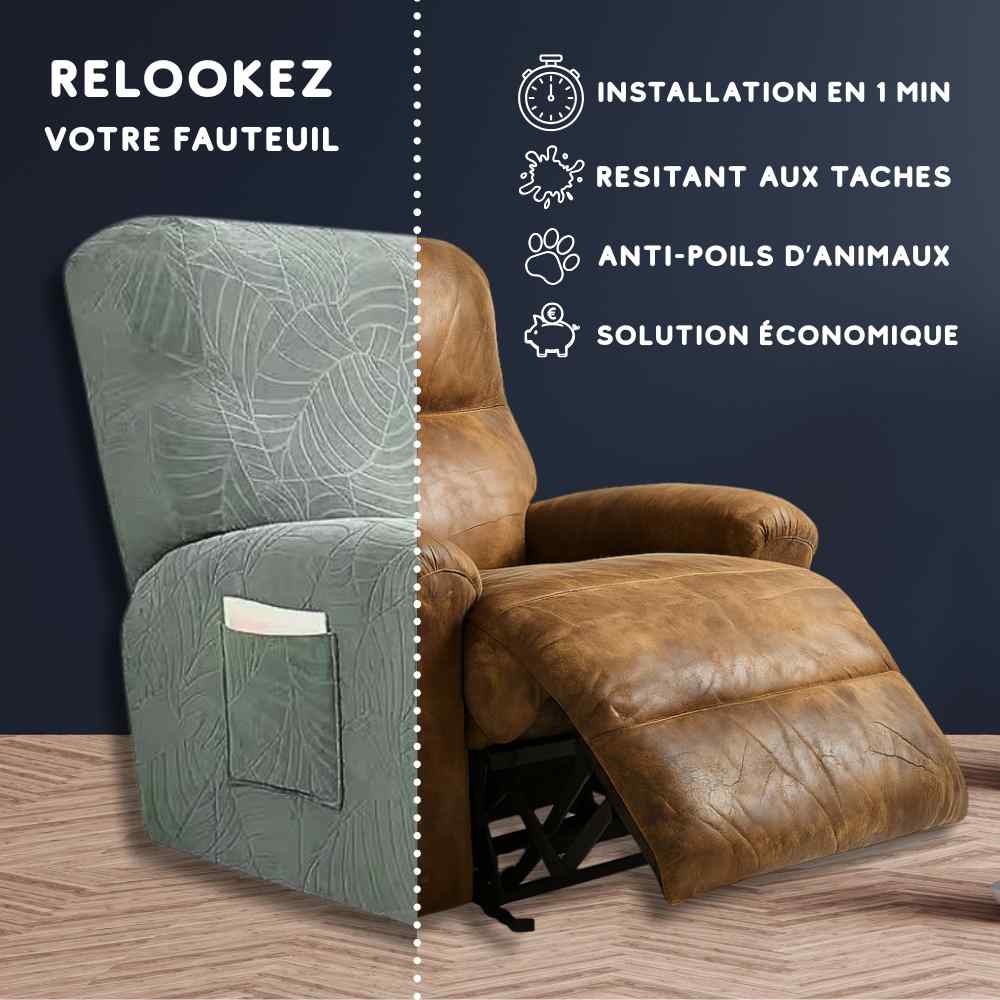 Installation de cette Housse Fauteuil Relax 100% imperméable verte