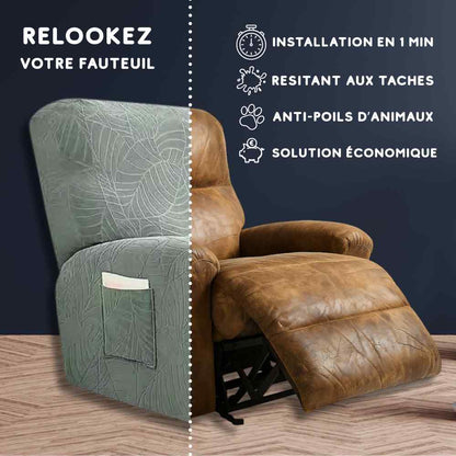 Installation de cette Housse Fauteuil Relax 100% imperméable verte