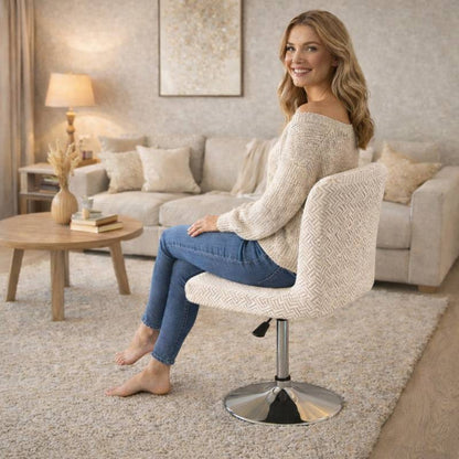 Femme Housse de Chaise de Bar Extensible beige