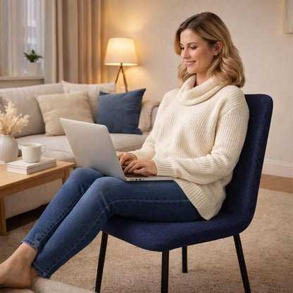 Femme Housse de Chaise de Salle à Manger​ bleue