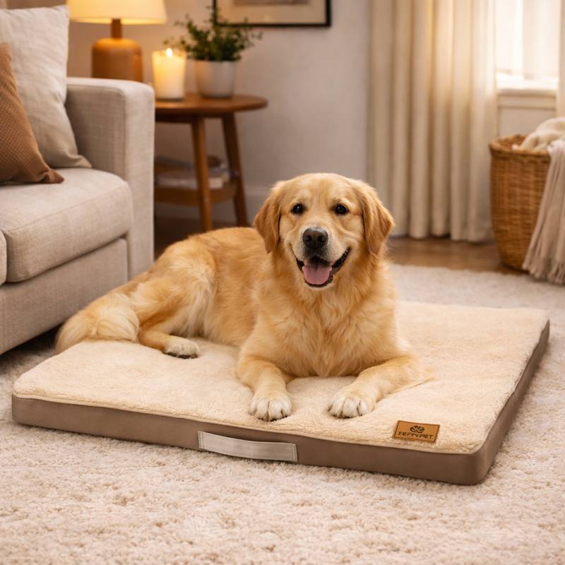 Chien Matelas Mémoire de Forme pour Chien beige