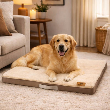 Chien Matelas Mémoire de Forme pour Chien beige
