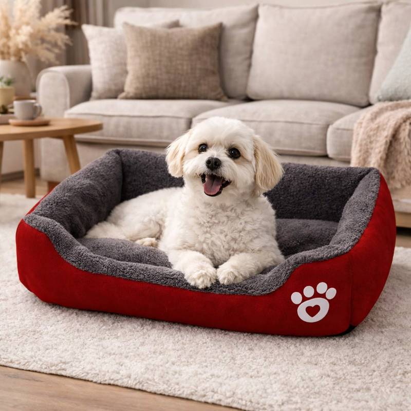 Chien Panier et Coussin pour Chien rouge​ 