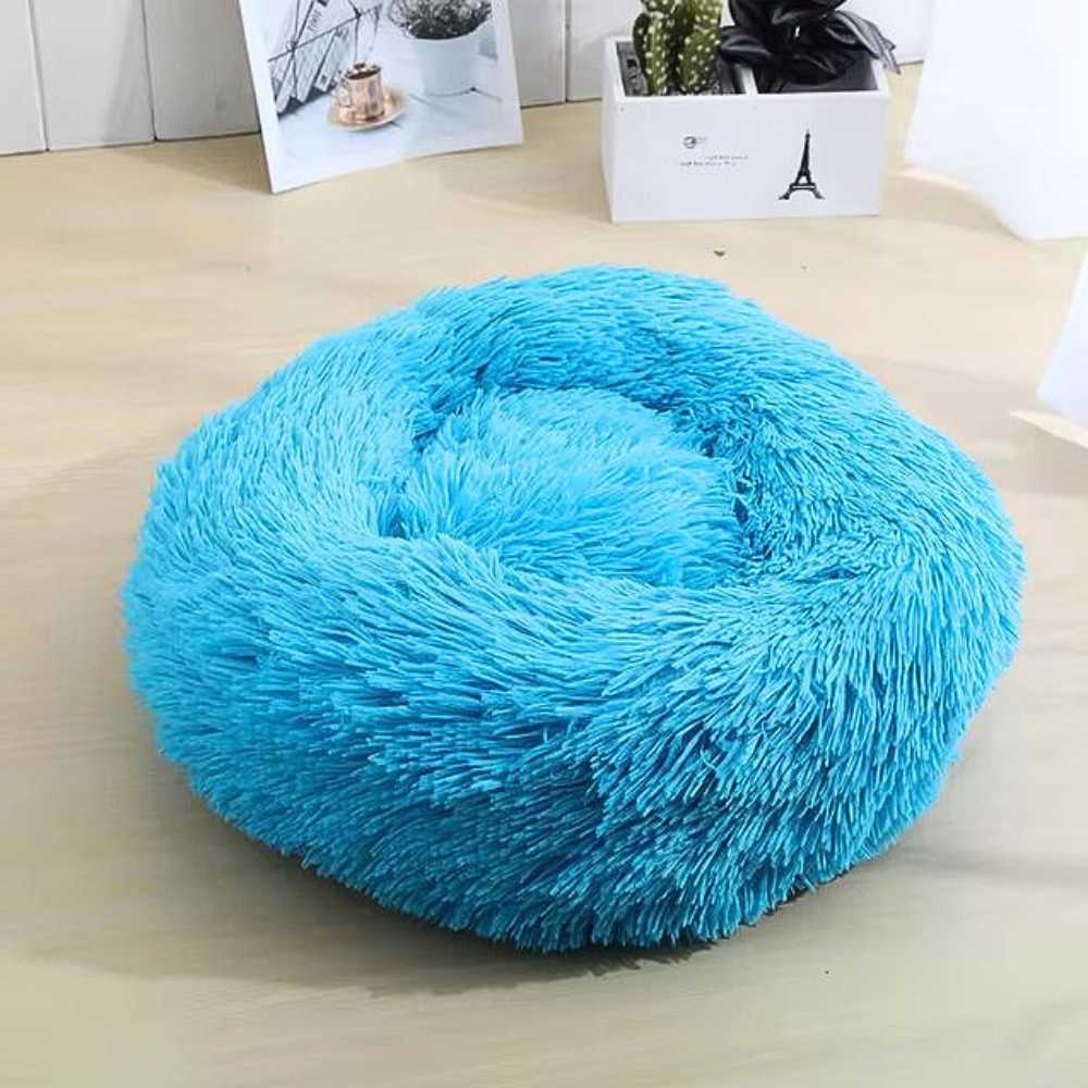 Coussin rond et Anti-stress pour Chien Bleu