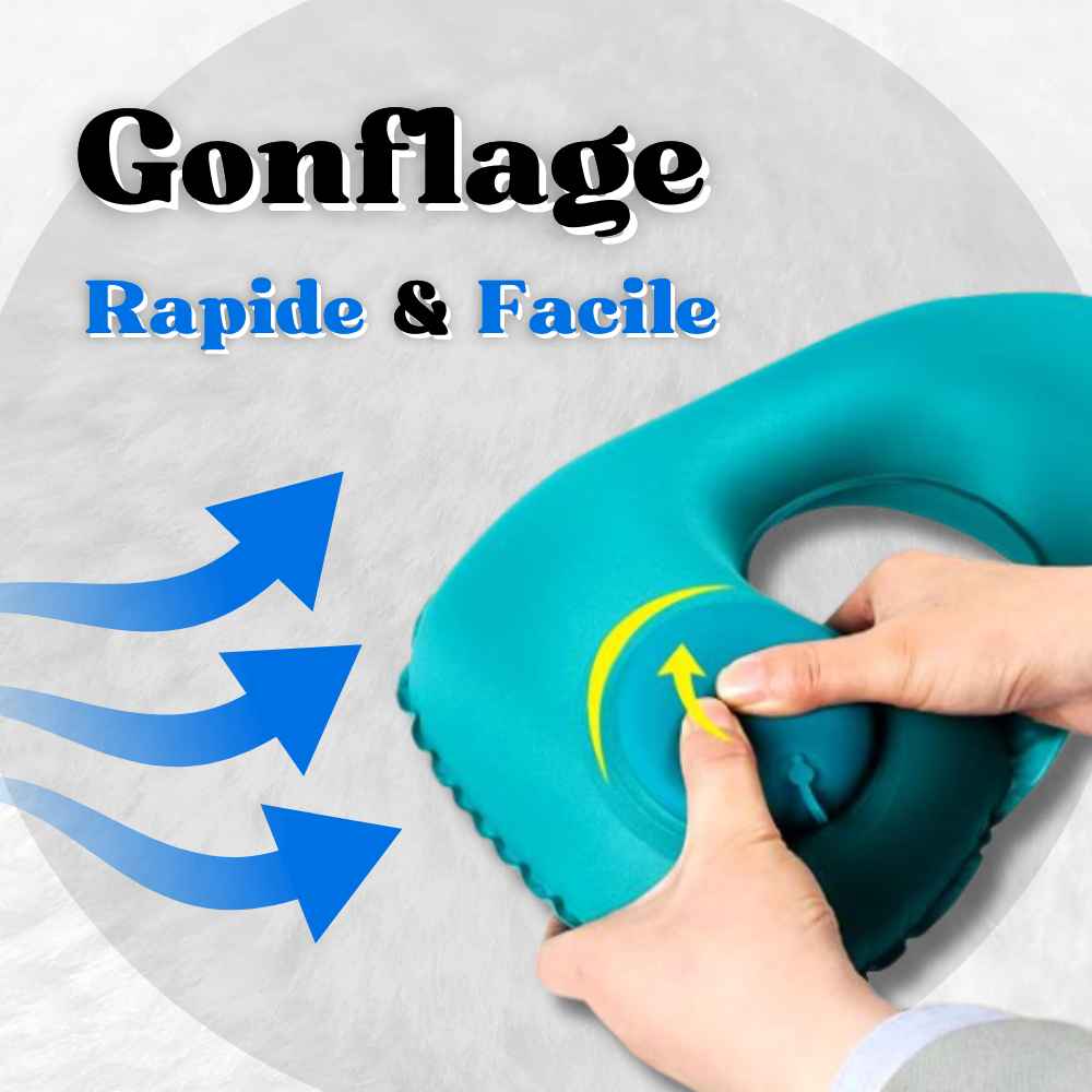 Utilisation du Coussin Avion Gonflable Facile bleu