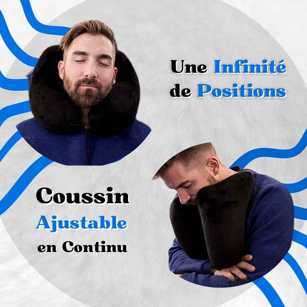 Coussin Cervical de Voyage bleu en 2 utilisations