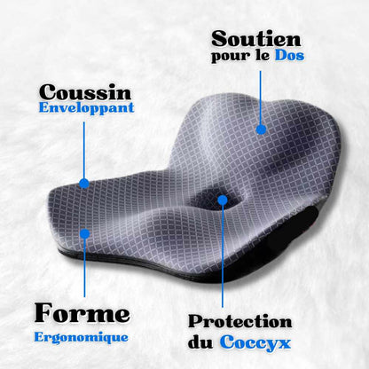 Coussin Coccyx massant pour voiture gris en détails