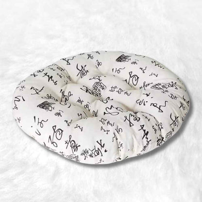 Coussin de Chaise Rond Écriture blanc
