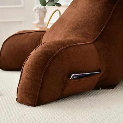 Coussin de Lecture à Accoudoirs Marron avec poche