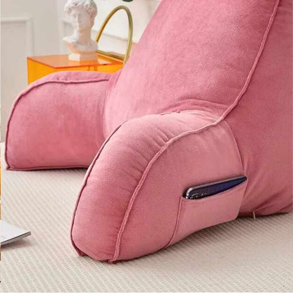 Coussin de Lecture à Accoudoirs Rose avec poche