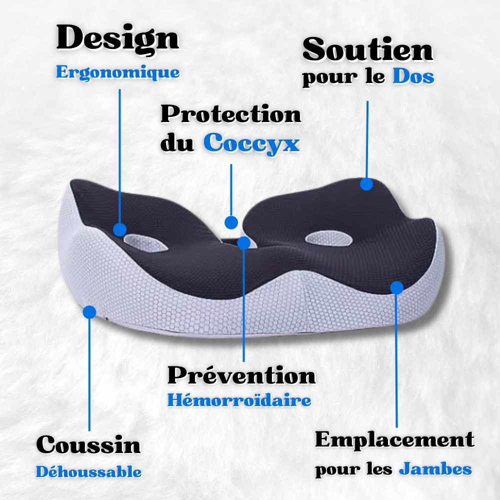 Les détails du Coussin Ergonomique Hémorroïdes noir