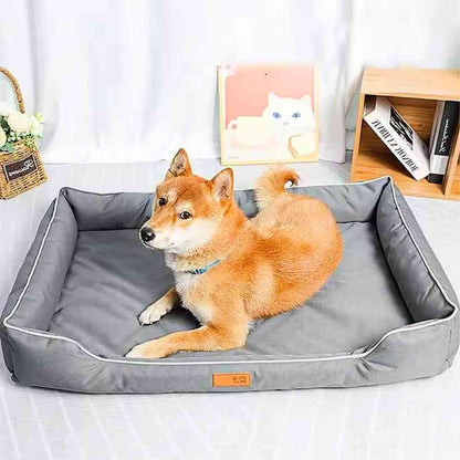Un chien dans une maison avec le Coussin Indestructible pour Chien gris