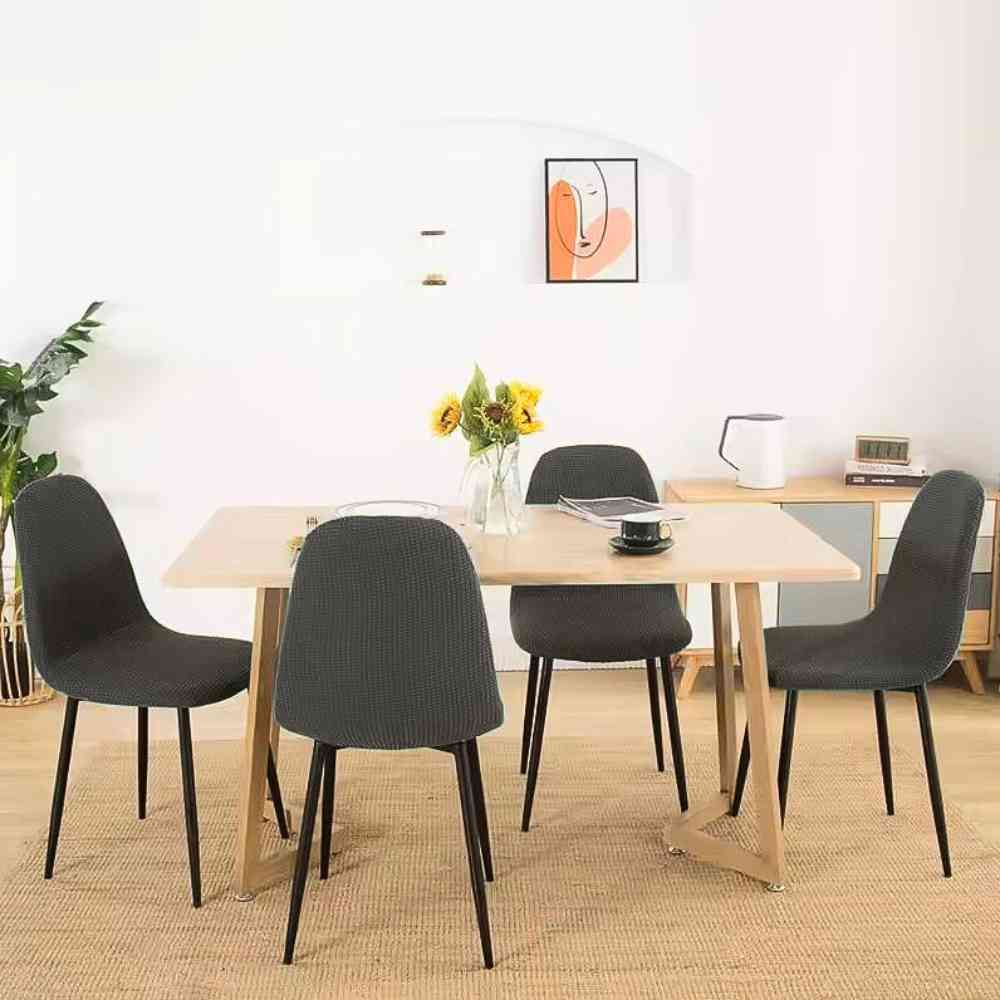 Housse de Chaise Scandinave​ gris foncé table