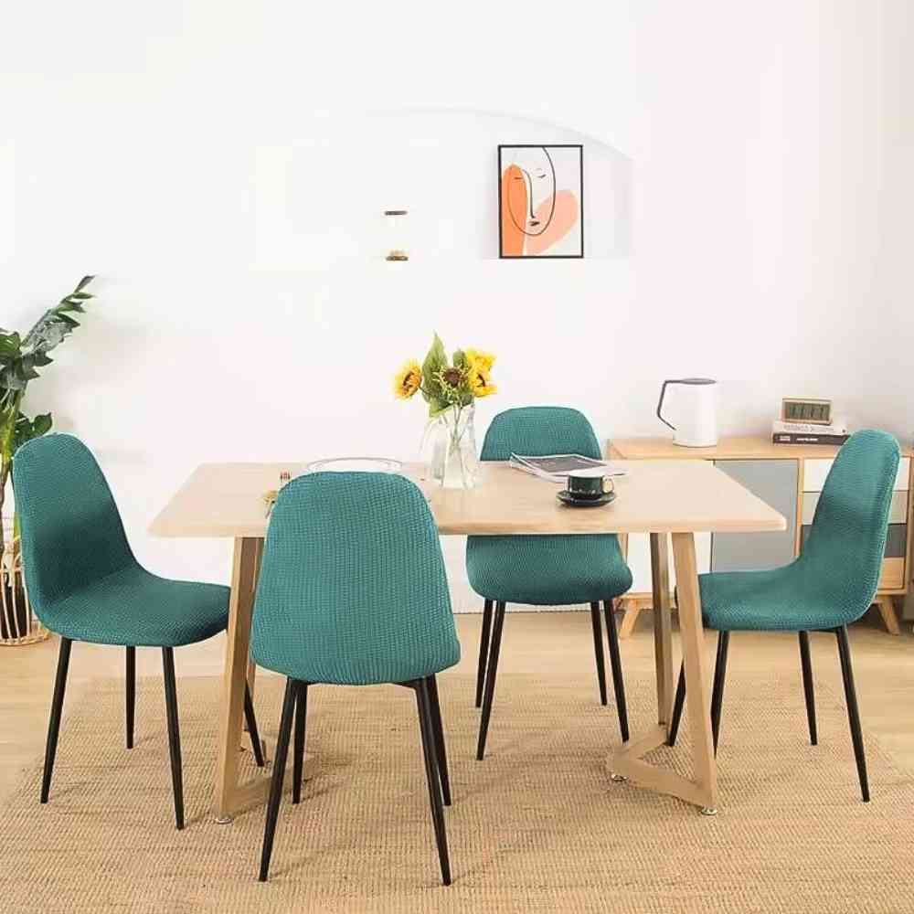 Housse de Chaise Extensible​ Imperméable bleu turquoise table