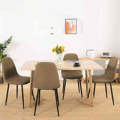 Sous la table se trouves 4 Housses de Chaise Extensible​ Imperméable kaki