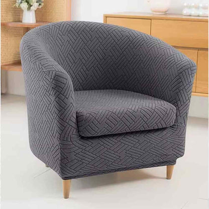 Housse Fauteuil Cabriolet Extensible grise foncé dans un vrai salon