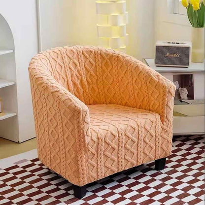 Housse Fauteuil Cabriolet Tricot orange dans un salon