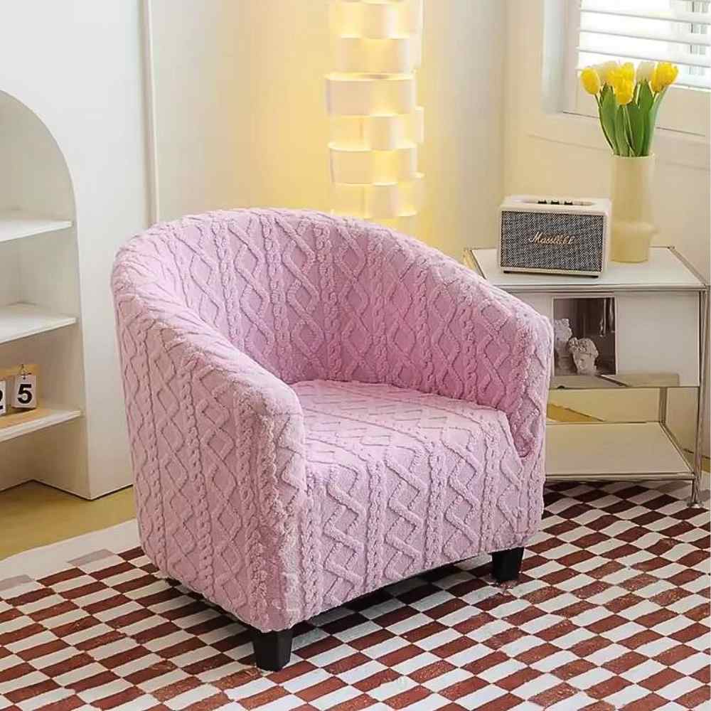Housse Fauteuil Cabriolet Tricot rose en salon