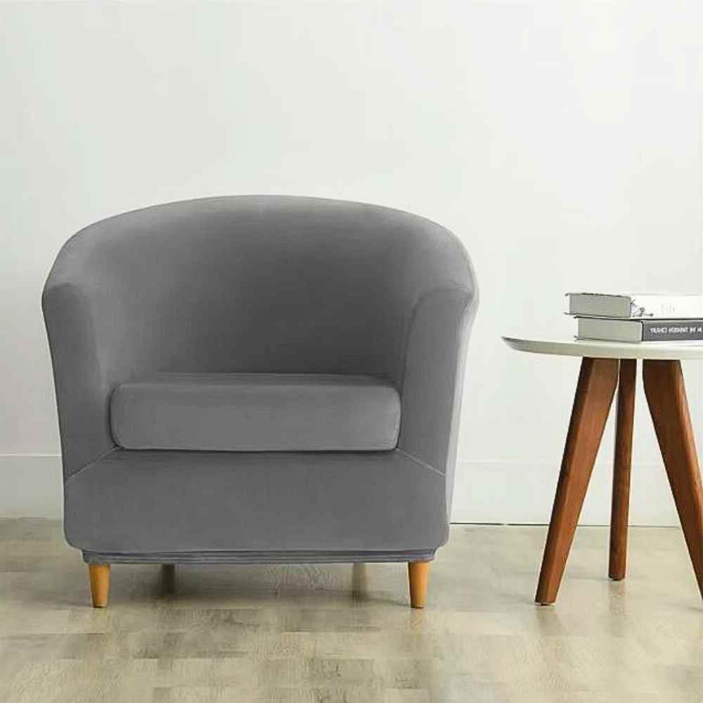 Housse Fauteuil Cabriolet Velours​ gris dans un salon