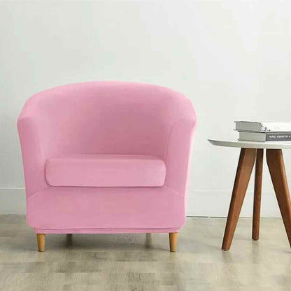 Un salon avec la Housse Fauteuil Cabriolet Velours​ rose
