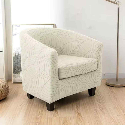 La Housse Fauteuil Crapaud Extensible blanche dans un salon