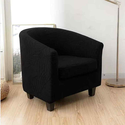 Un beau salon avec la Housse Fauteuil Crapaud Extensible noir