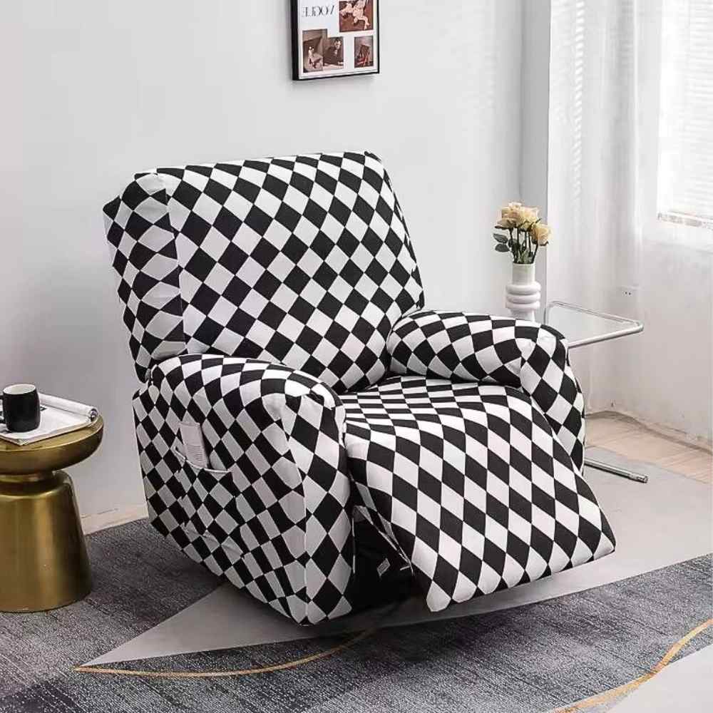 Housse Fauteuil Relax damier dans un salon