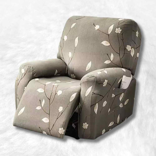 Housse Fauteuil Relaxant Fleuri grise
