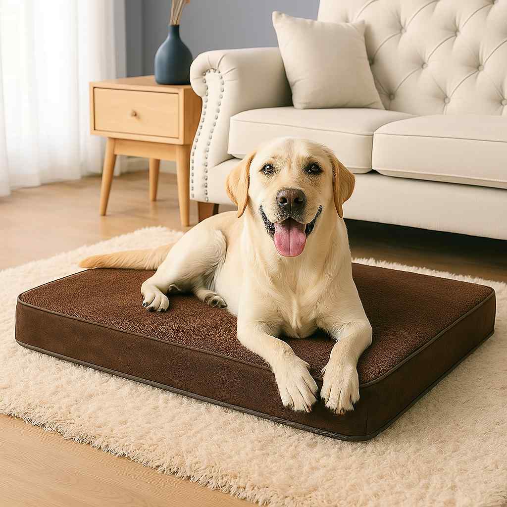 Matelas Mémoire de Forme marron avec un chien